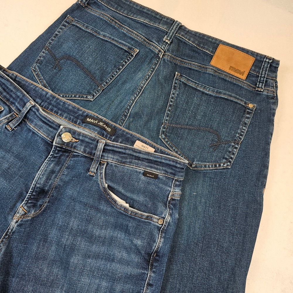 Mavi Matt Relaxed Straight Leg Jeans DarkLot of 2 Wash Blue Mens 34x32